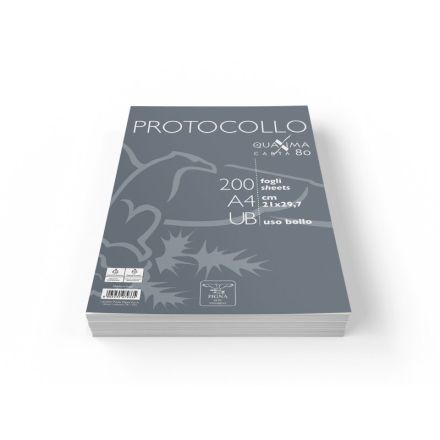 Fogli protocollo Pigna - Rigatura UB - Uso bollo - 200 fogli - 80 g
