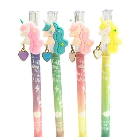 Penna gel cancellabile Unicorno - tratto fine - colore blu