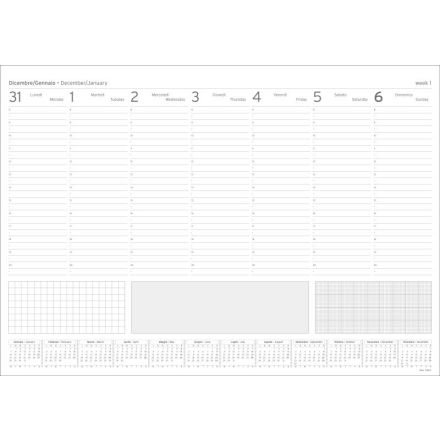 Blocco da tavolo settimanale - 2026 - 34x24 cm - domenica intera - con spirale