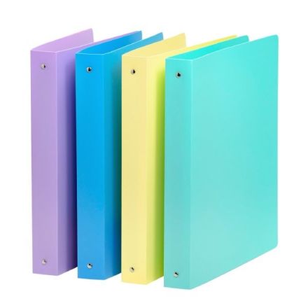 Cartella in pp colori pastello - 4 anelli - tondi - Diametro 30 mm - colori assortiti