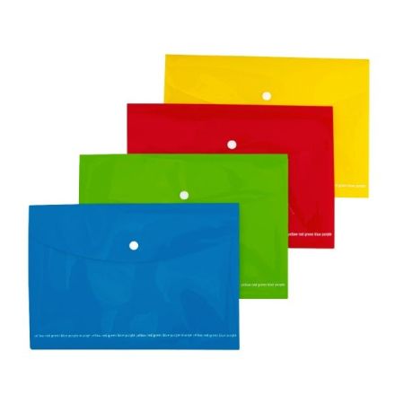 Buste con bottone - Happy Color - Polipropilene lucido - 29,7x21 cm - colori assortiti