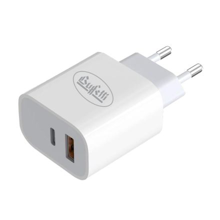 Caricatore da rete 1 porta USB-A + 1 porta Type-C - 20W
