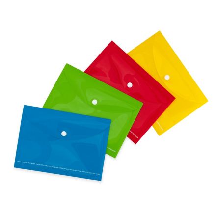 Buste con bottone - Happy Color - Polipropilene lucido - 21x15 cm - colori assortiti