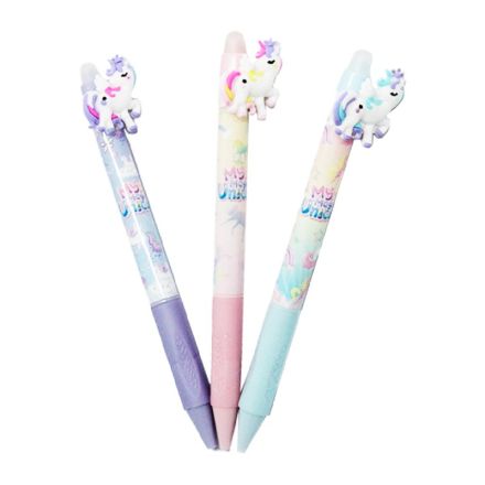 Penna gel a scatto cancellabile Unicorno - tratto fine - colore blu