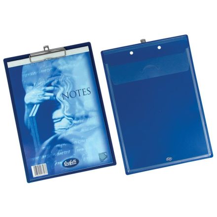 Tavoletta portablocco con molla e tasca sul retro - Polipropilene - 29,7x21 cm - blu