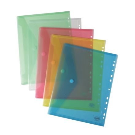 Buste con chiusura in velcro - polipropilene - 21x29,7 cm - foratura universale - colori assortiti