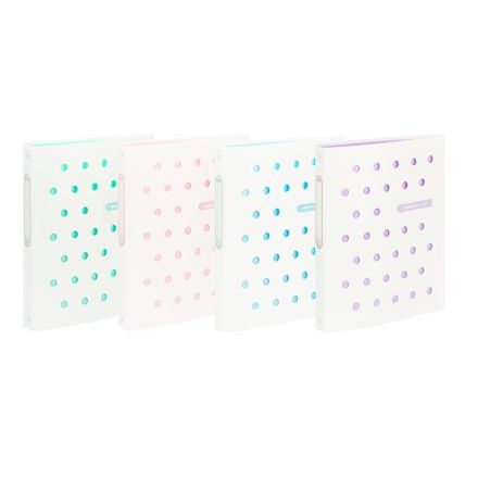 Cartella Pastel Dots - polipropilene - 4 anelli tondi - Diametro 25 mm - colori assortiti