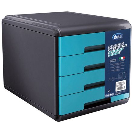 Cassettiera 4 cassetti Plastic Desk - colore celeste