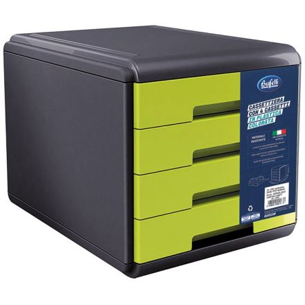 Cassettiera 4 cassetti Plastic Desk - colore verde