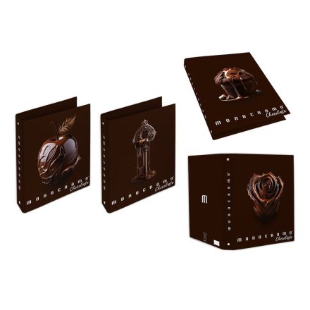 Cartella Pigna Monocromo Chocolate - 4 anelli tondi - Diametro 30 mm