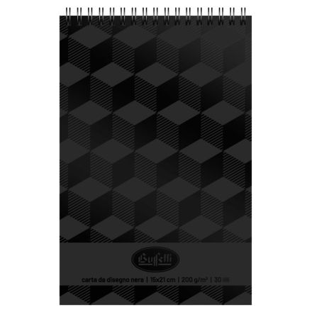 Album Black - spiralato lato corto - formato A5 150x210 mm - 30 fogli - 320 g