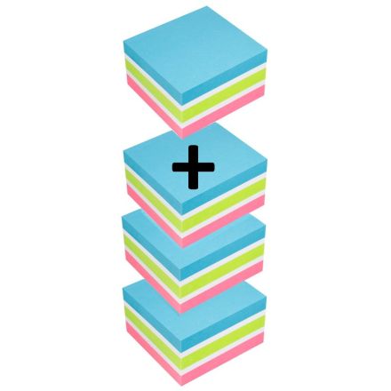 Box 4 Cubi da 400 foglietti adesivi riposizionabili - azzurro - verde - rosa - bianco