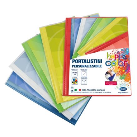 Portalistini personalizzabile Happy Color - polipropilene - 6 buste - colori assortiti