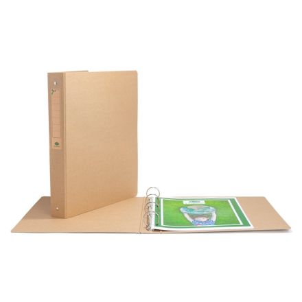 Cartella cartoncino I love green - 4 anelli tondi - Diametro 30 mm - avana