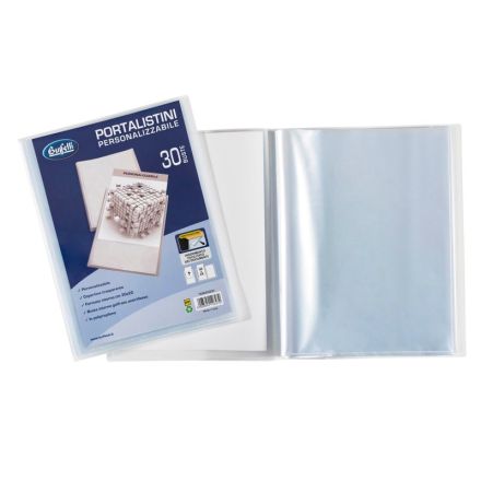 Portalistini personalizzabile - Polipropilene - 30 buste - 30x22 cm - bianco trasparente