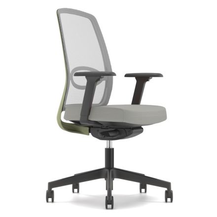 Sedia operativa Nice - base bianca, struttura schienale bianca rete e sedile blu navy