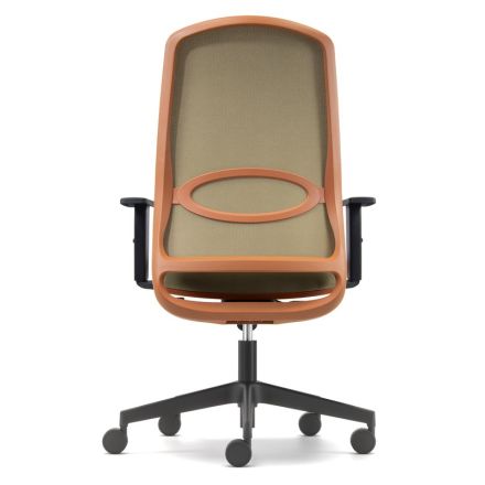 Sedia operativa Nice - base nera, struttura schienale mattone rete e sedile sabbia nero