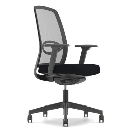 Sedia operativa Nice - base nera, struttura schienale verde rete e sedile grigio chiaro nero