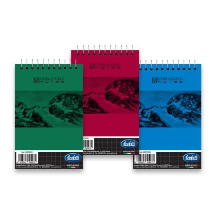 Blocco notes Michelangelo - A7 - 5M - Quadretto da 5mm - spirale - 50 fogli da 80g/mq