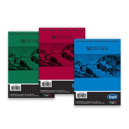 Blocco notes Michelangelo - A6 - 5M - Quadretto da 5mm - spirale - 50 fogli da 80g/mq