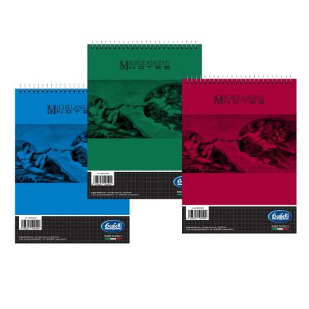 Blocco notes Michelangelo - A5 - 5M - Quadretto da 5mm - spirale - 50 fogli da 80g/mq