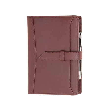 Agenda organizer ad anelli in similpelle, linguetta di chiusura - formato medio - bordeaux
