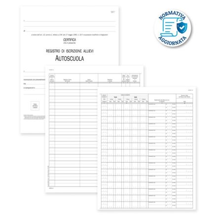 Registro di iscrizione degli allievi di autoscuole - 23 pagine prenumerate - 31x24,5 cm