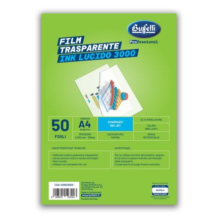 Film Premium - Lucidi c/sensore ottico e s/retrofoglio - Formato A4 - Ink-Jet