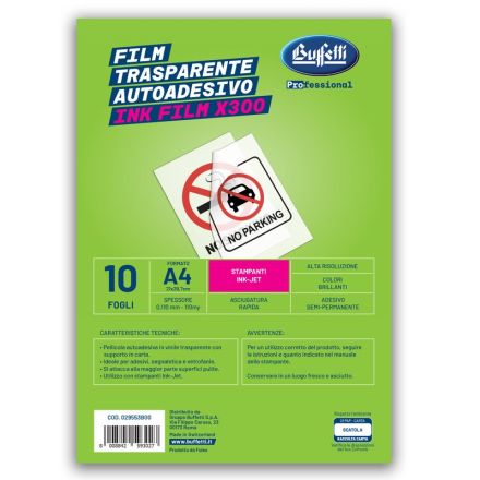 Film Premium - Pellicola trasparente adesiva (vetrofanie) - Formato A4 - Ink-Jet - conf. 10 fg