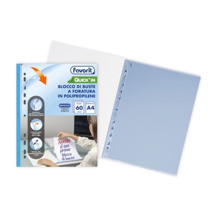 Blocco da 60 buste a foratura universale in ppl liscio - Quick in