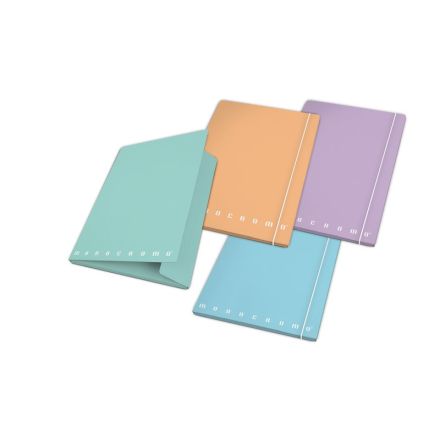 Cartellina 3 lembi con elastico - A4 Pigna Monocromo Pastel - Dorso 1,2 cm - colori assortiti