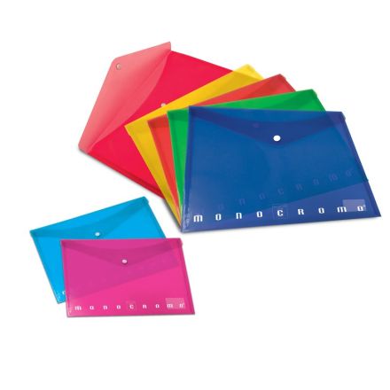 Busta trasparente con bottone MONOCROMO PPL - 15x21 cm