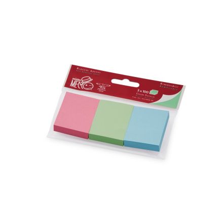 Foglietti adesivi Mister Memo,blocchetti adesivi,3 colori x100 fogli