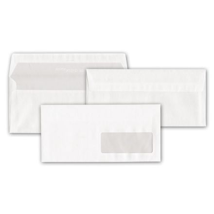 Buste commerciali con finestra - Chiusura taglio a trapezio - 11x23 cm 70 g - conf. 500 pz.