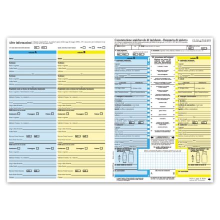 CAI constatazione amichevole di incidente - Snap out a 4 copie autoricalcante - 29,7x42 cm