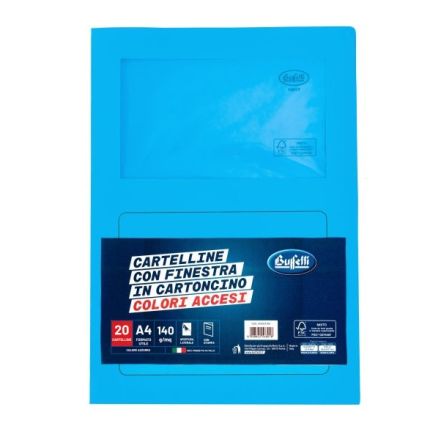 Cartelline con finestra colori brillanti