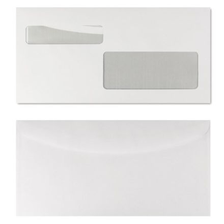 Buste commerciali con 2 finestre - Chiusura taglio tondo - 11,5x22,7 cm 80 g - conf. 500 pz.
