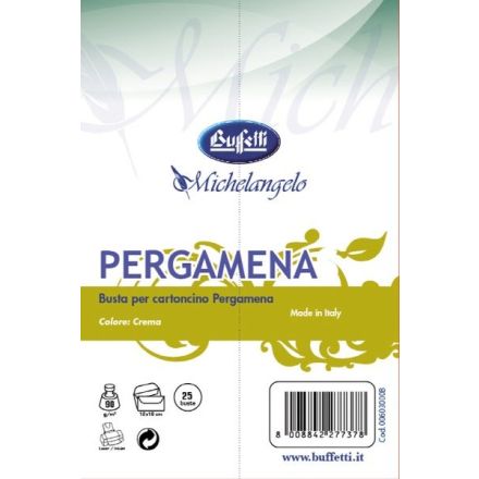 Conf. 10 buste + 10 bigliettini pergamena - liscia crema - 12x18 cm