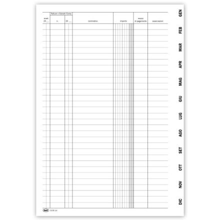 Registro Scadenzario gennaio/dicembre per fatture - 8 pagine/mese con spirale - 29,7x21 cm