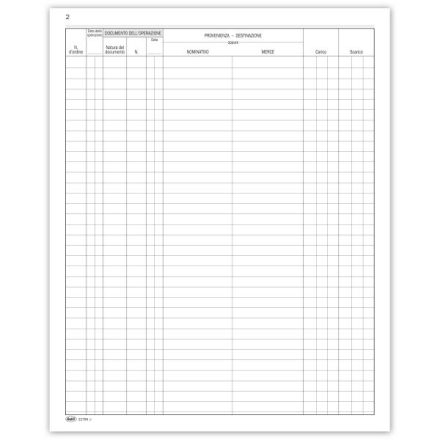 Registro Giornale di Carico/Scarico con dettaglio dell'operazione e della merce - 97 pagine prenumerate - 31x4,5 cm