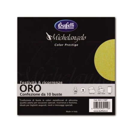 Michelangelo Color Prestige - cartoncini e buste metallizzate - 17x17 cm - oro