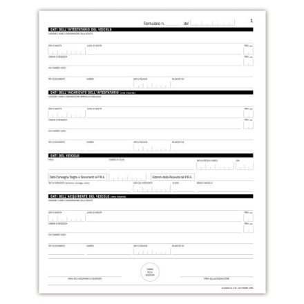 Certificato di rottamazione - Snap out triplice copia autoricalcante - 29,7x21 cm