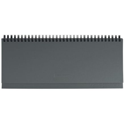 Planner settimanale 12 mesi orizzontale - in sintetico - blocco fisso - 2026 - 29,8x10,5 cm - spirale - grigio