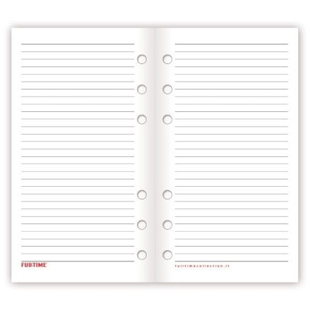 Refill agenda organizer ad anelli - Fogli a righe carta bianca - formato medio - 9,5x17 cm