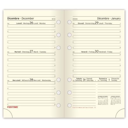 Refill organizer - Calendario settimanale - 2026 - carta avorio - formato grande multiforo - 14x21,5 cm