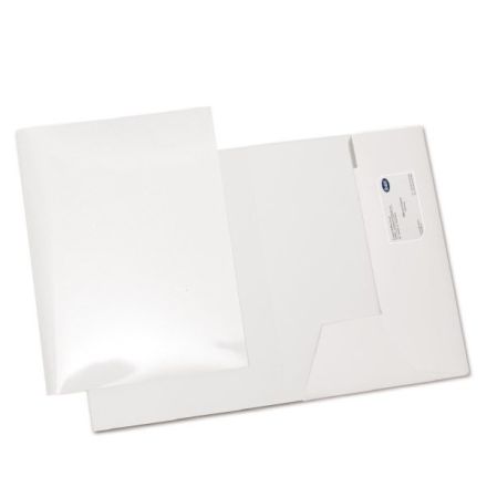 Cartelline 2 lembi - cartoncino lucido - 250 g/mq - 32,5x23,5 cm - bianco - conf. 10 pz