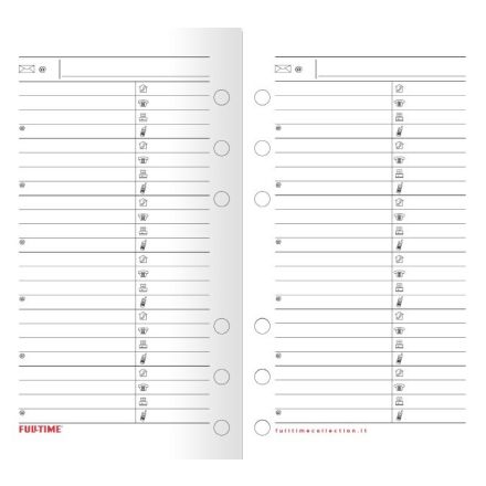 Refill organizer - Fogli per rubrica multiforo - carta bianca - formato grande - 14x21,5 cm