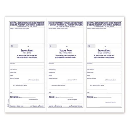 Stupefacenti - Bollettario Restituzione stupefacenti/sostanze psicotrope dai reparti ospedalieri - Blocco - 50 fogli