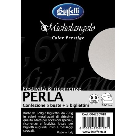Michelangelo Color Prestige - cartoncini e buste metallizzate - 7x11 cm - perla