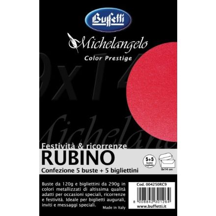 Michelangelo Color Prestige - cartoncini e buste metallizzate - 9x14 cm - rubino